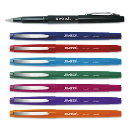 Universal Office Products Medium Porous Tip Stick Pen, Assorted Ink, 8PK 50504